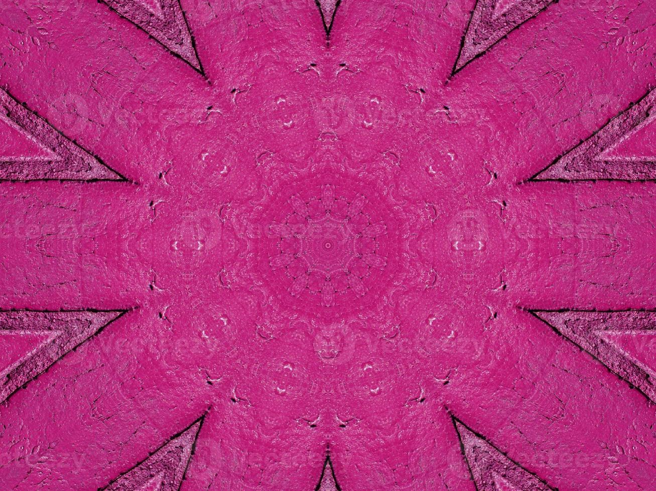 patrón de caleidoscopio de pared de ladrillo magenta abstracto fondo simétrico y estético único foto