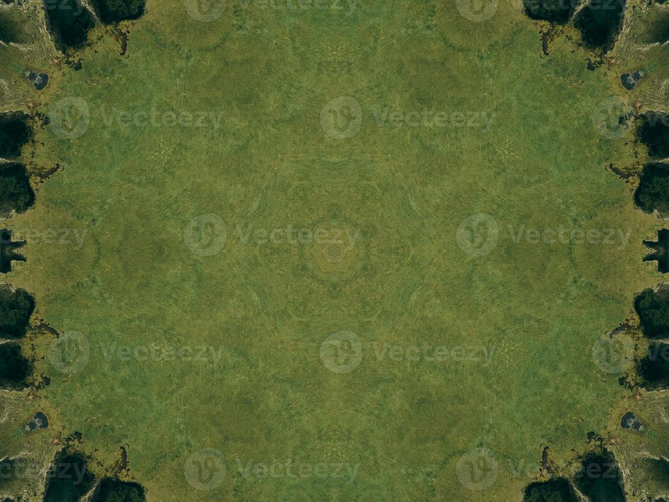 Green meadow aesthetic kaleidoscope floral pattern abstract unique texture background photo