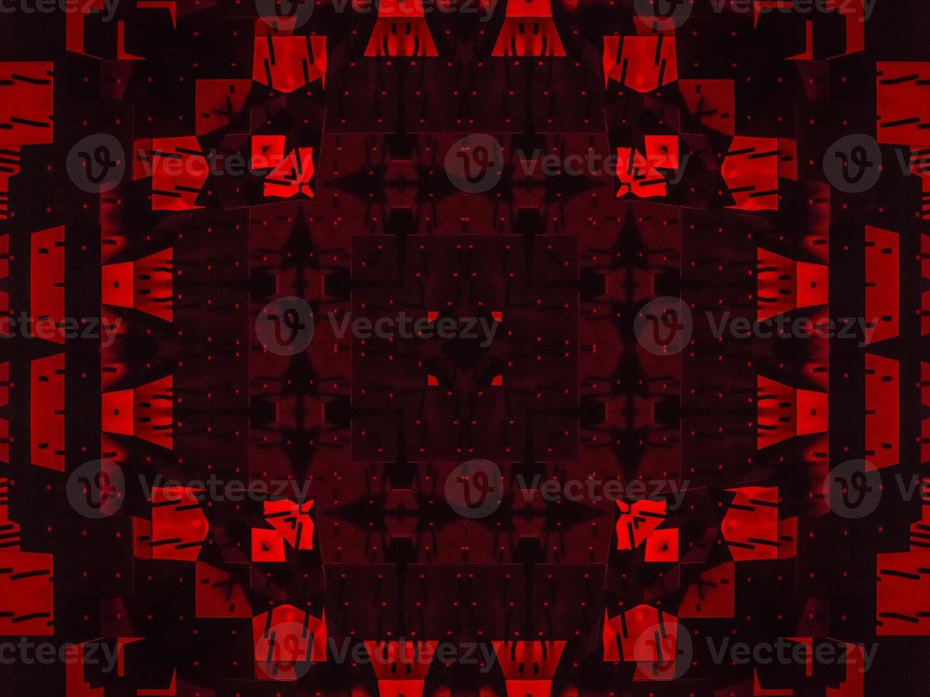 Dark red metallic kaleidoscope background. Abstract and symmetric pattern with horor vibes photo