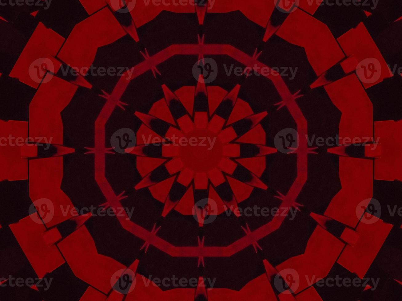 Dark red metallic kaleidoscope background. Abstract and symmetric pattern with horor vibes photo