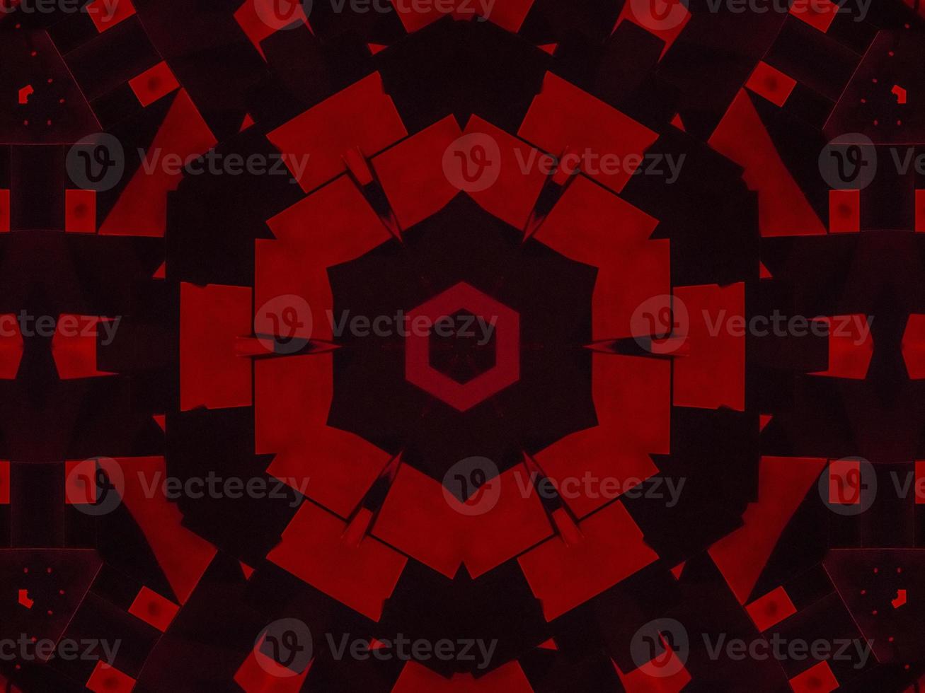 Dark red metallic kaleidoscope background. Abstract and symmetric pattern with horor vibes photo