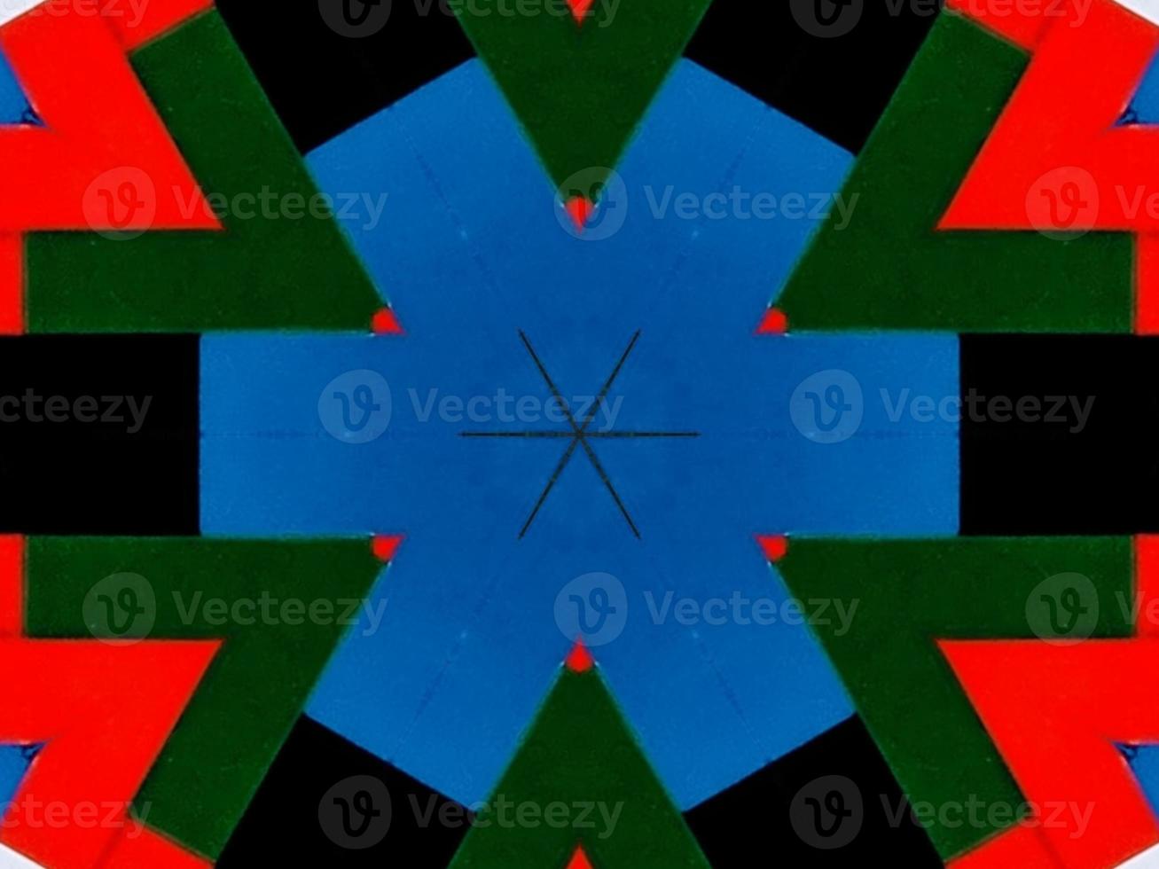 A colorful brick kaleidoscope background. Symmetric abstract and aesthetic pattern photo