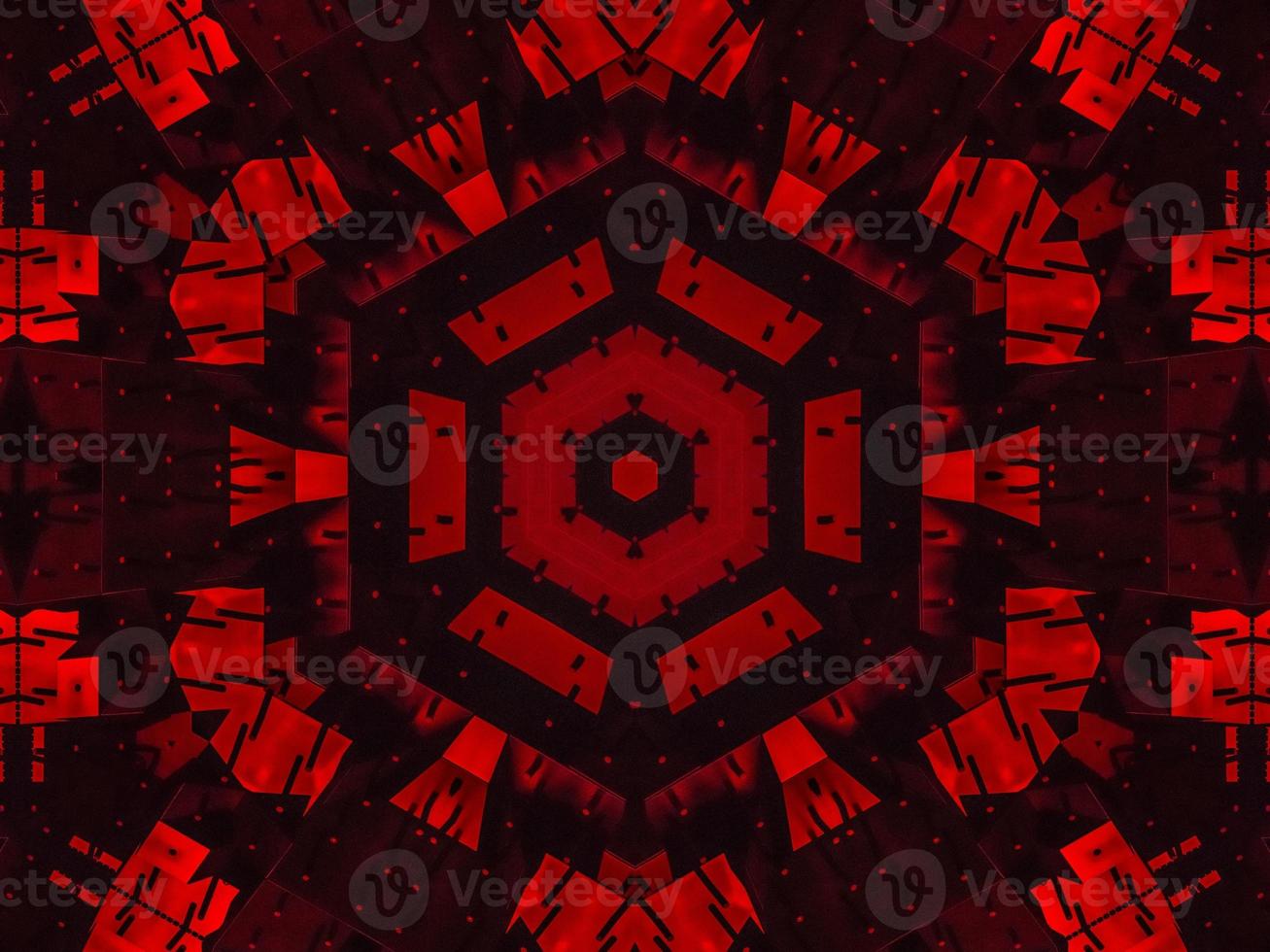 Dark red metallic kaleidoscope background. Abstract and symmetric pattern with horor vibes photo