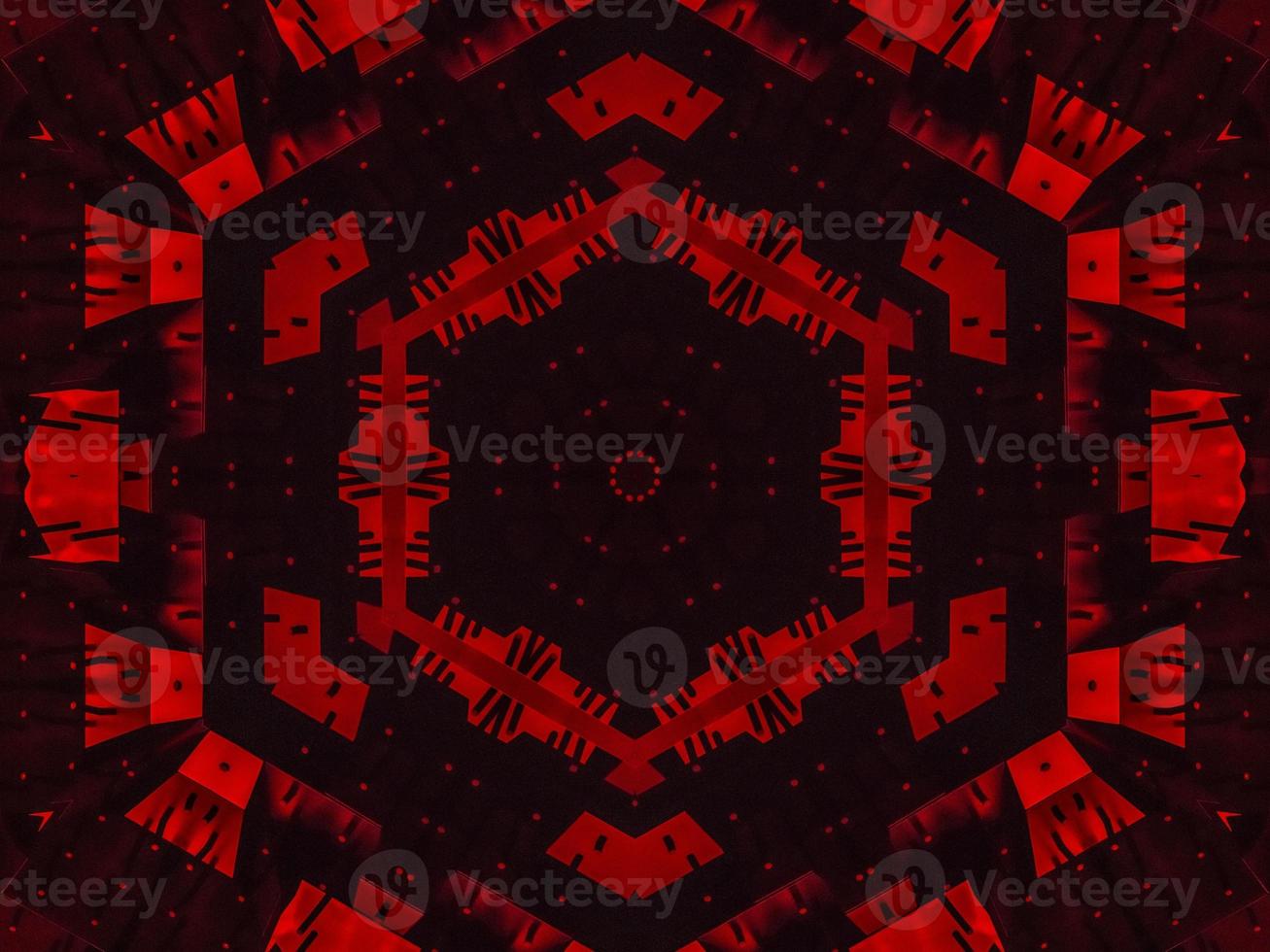Dark red metallic kaleidoscope background. Abstract and symmetric pattern with horor vibes photo