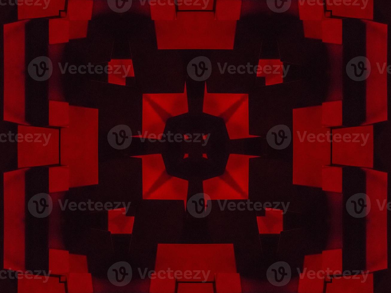 Dark red metallic kaleidoscope background. Abstract and symmetric pattern with horor vibes photo