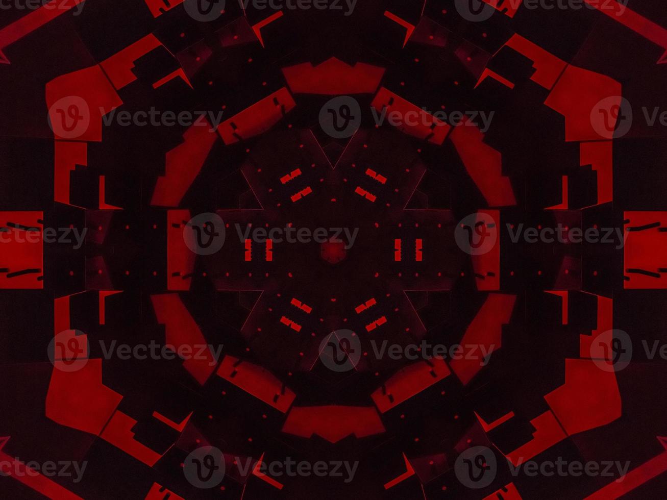 Dark red metallic kaleidoscope background. Abstract and symmetric pattern with horor vibes photo
