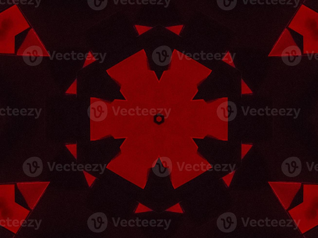 Dark red metallic kaleidoscope background. Abstract and symmetric pattern with horor vibes photo
