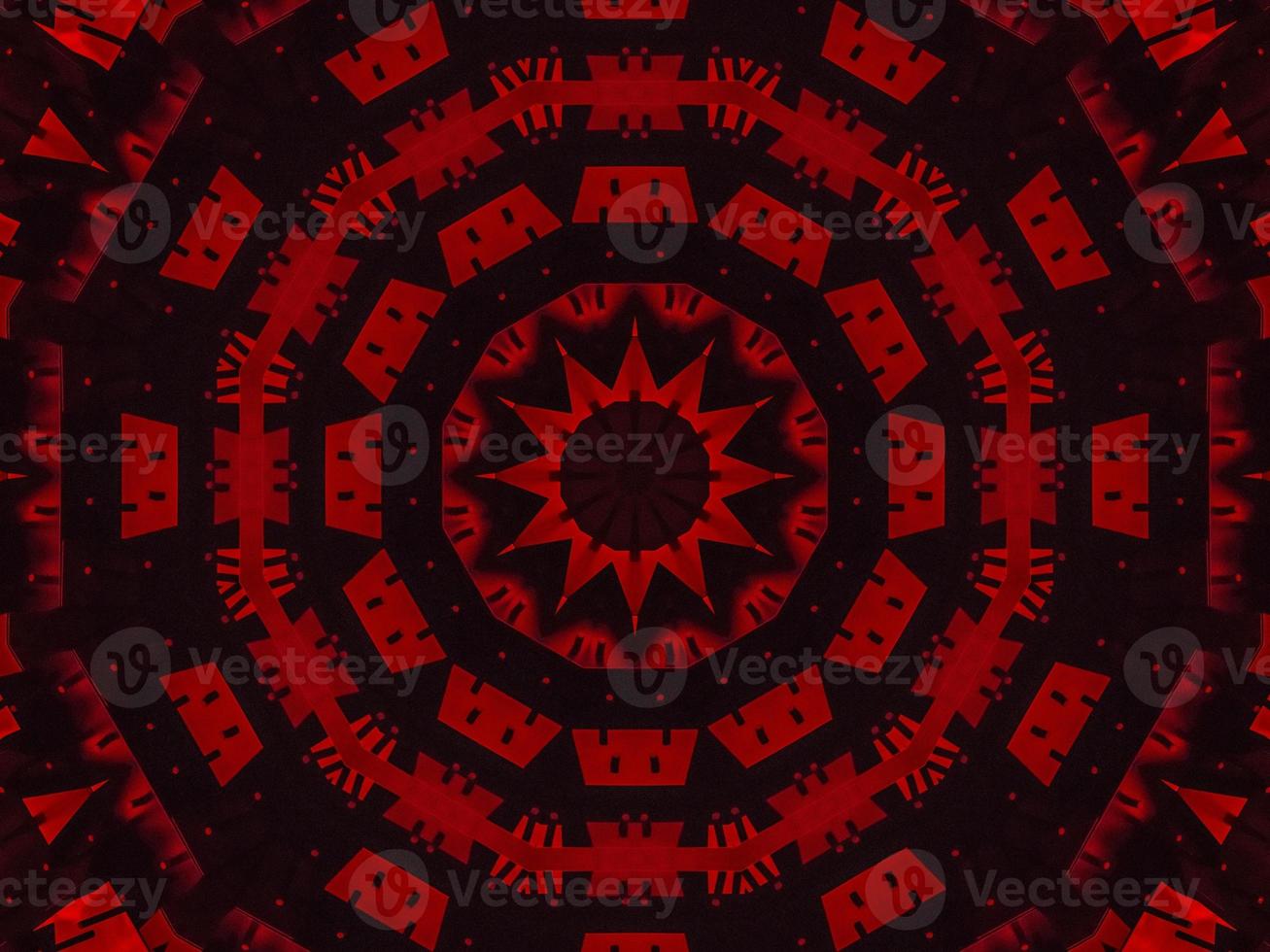 Dark red metallic kaleidoscope background. Abstract and symmetric pattern with horor vibes photo