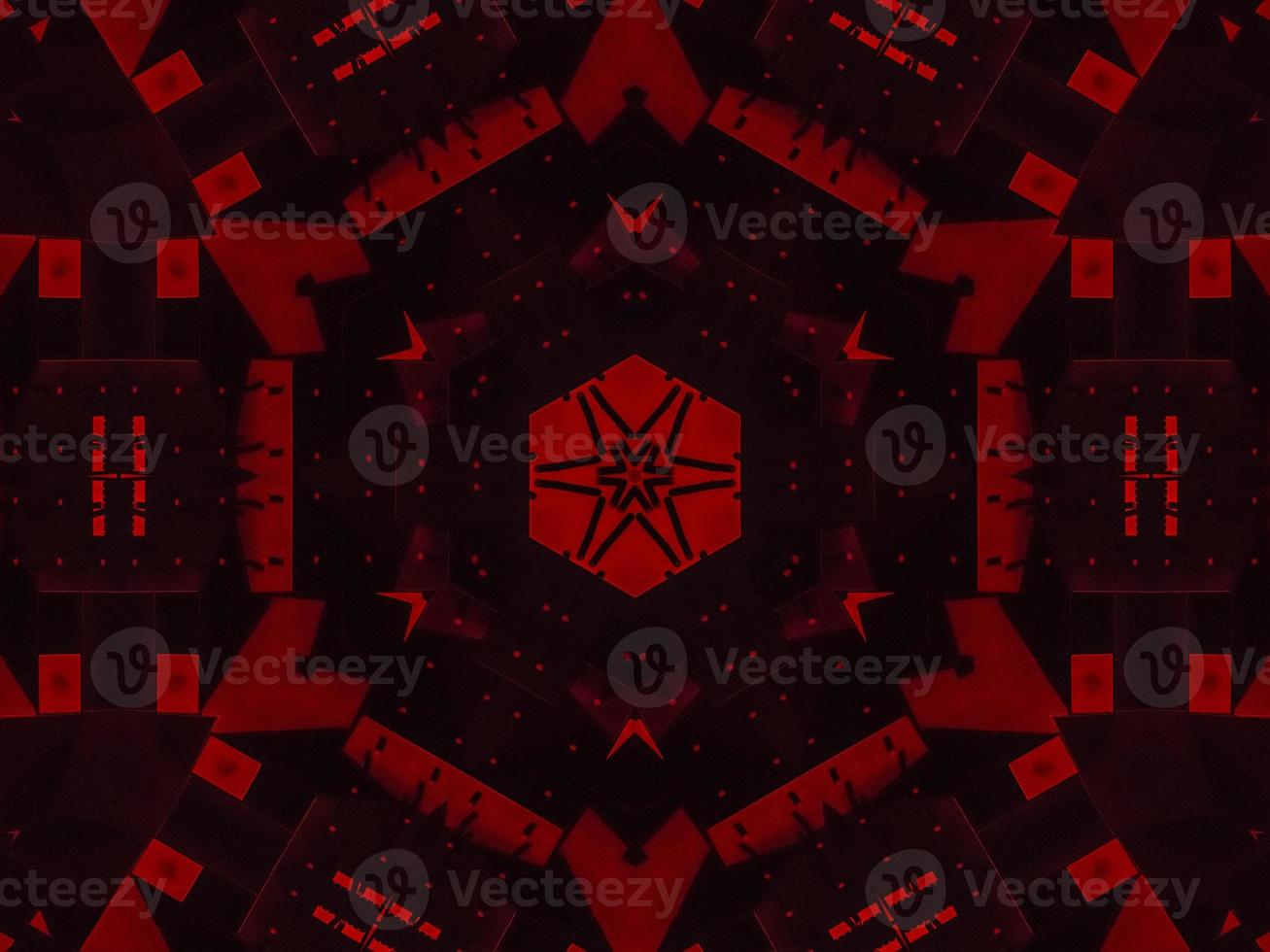 Dark red metallic kaleidoscope background. Abstract and symmetric pattern with horor vibes photo