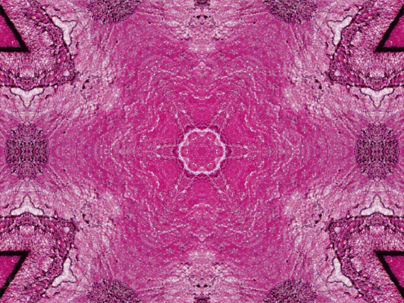 Magenta brick wall kaleidoscope pattern abstract unique symmetric and aesthetic background photo