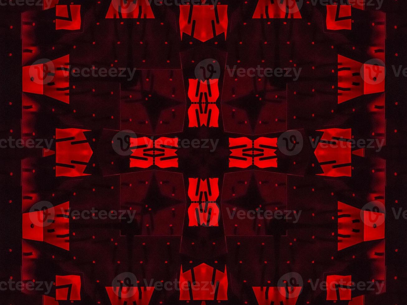 Dark red metallic kaleidoscope background. Abstract and symmetric pattern with horor vibes photo