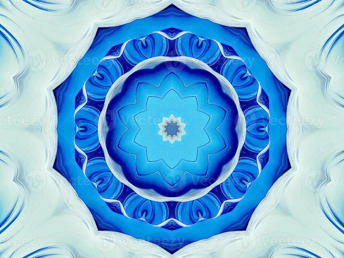 Dark blue watercolor kaleidoscioe floral pattern abstract unique symmetric and aesthetic background photo