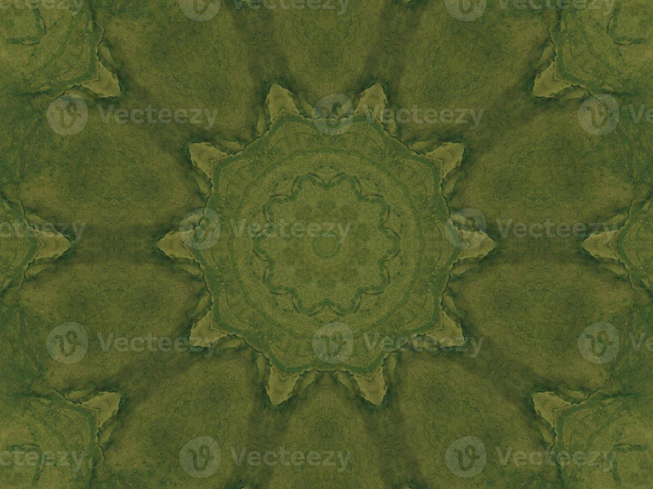 Green meadow aesthetic kaleidoscope floral pattern abstract unique texture background photo