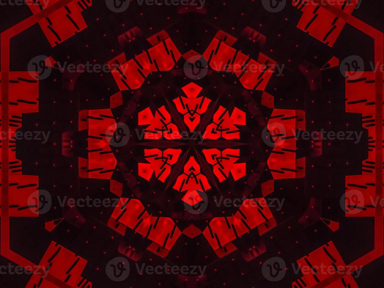 Dark red metallic kaleidoscope background. Abstract and symmetric pattern with horor vibes photo