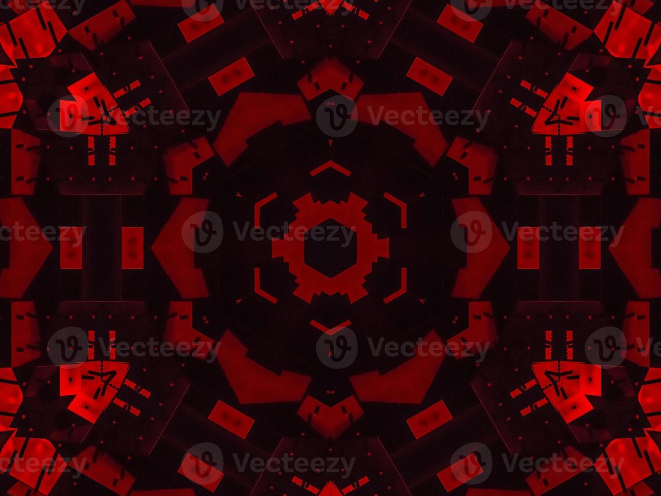 Dark red metallic kaleidoscope background. Abstract and symmetric pattern with horor vibes photo
