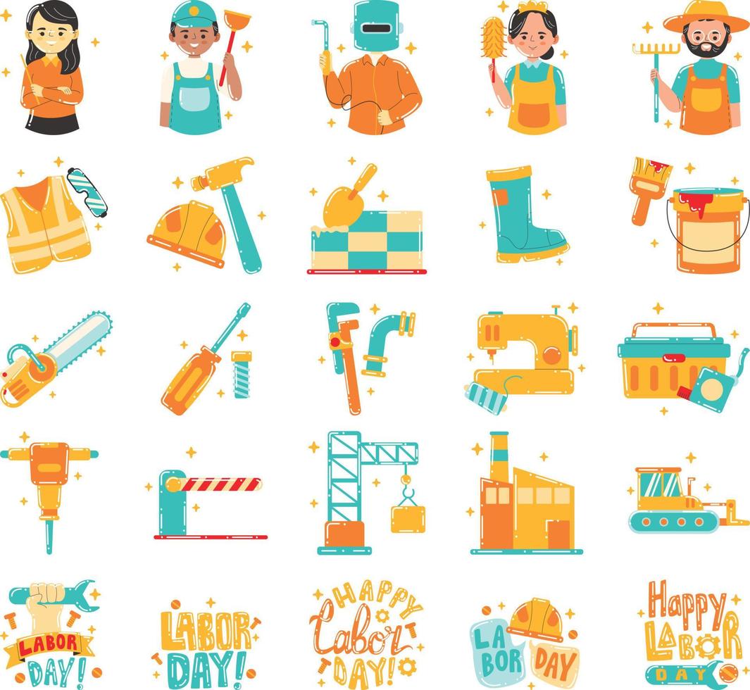 Happy Labor Day On 1 May. Tools front view. Vector illustration design.