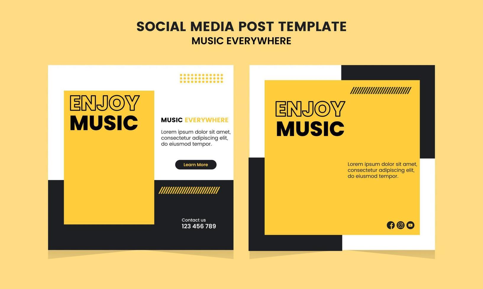 Social Media Post Template for Musiic Festival Promotion Simple Banner Frame vector