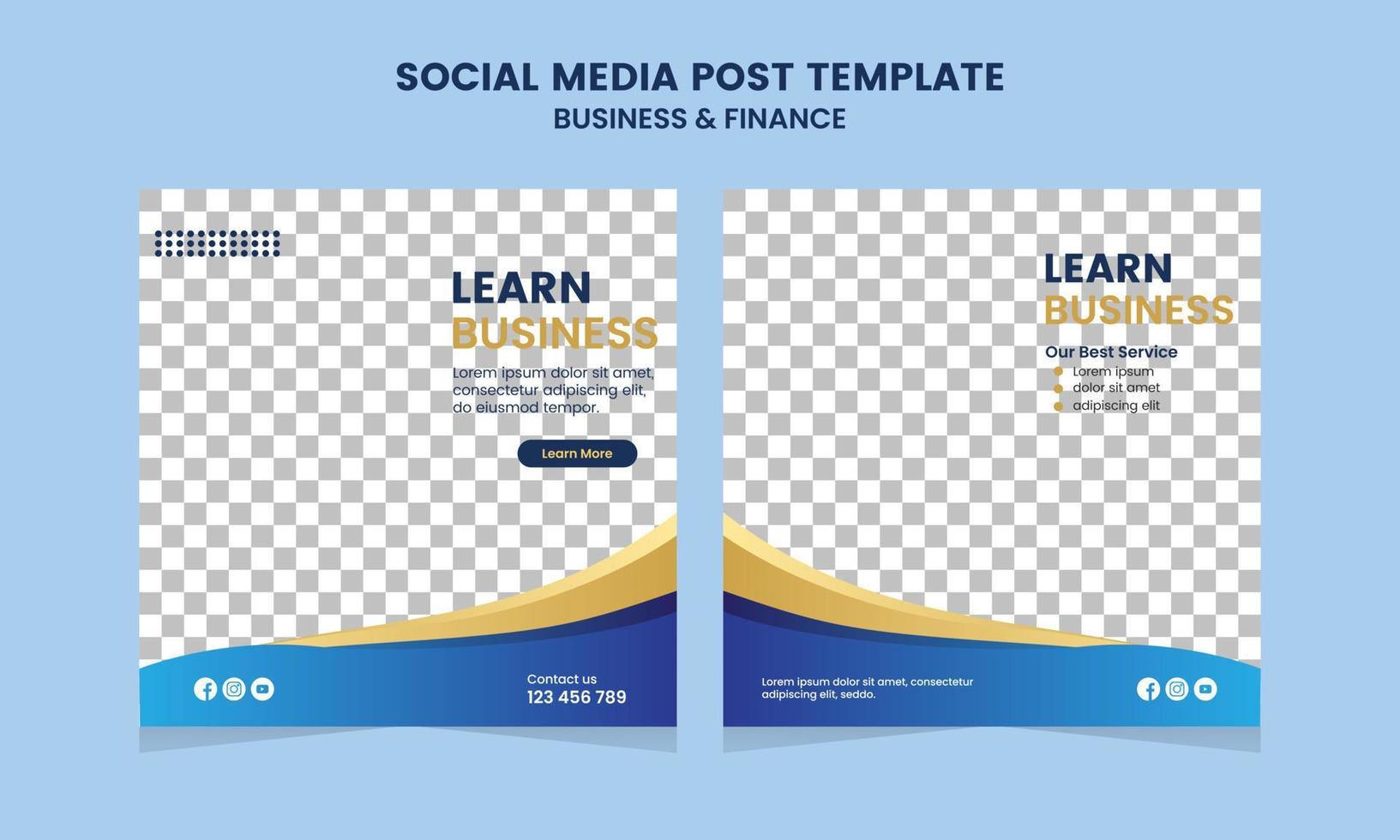 Social Media Post Template for Business and Finance Promotion Simple Banner Frame vector