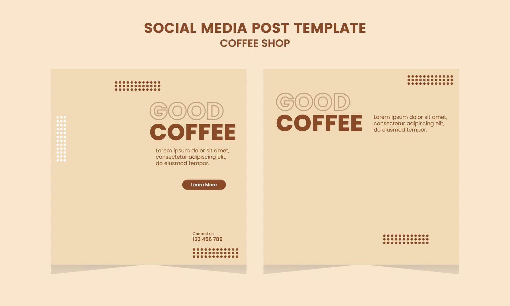 Social Media Post Template for Coffee Shop Promotion Simple Banner Frame vector