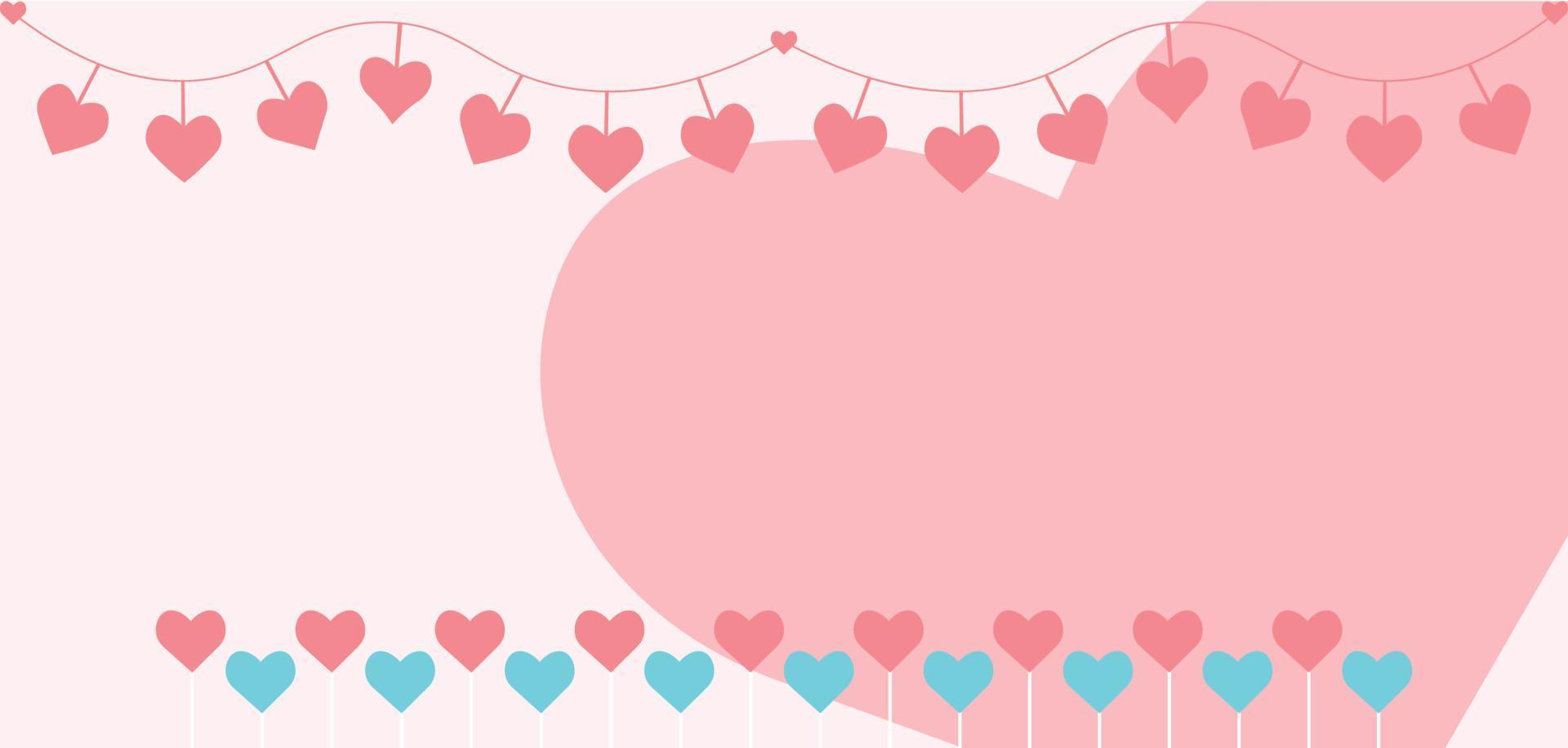 banner de templete del día de san valentín con venta de marketing de corazones vector