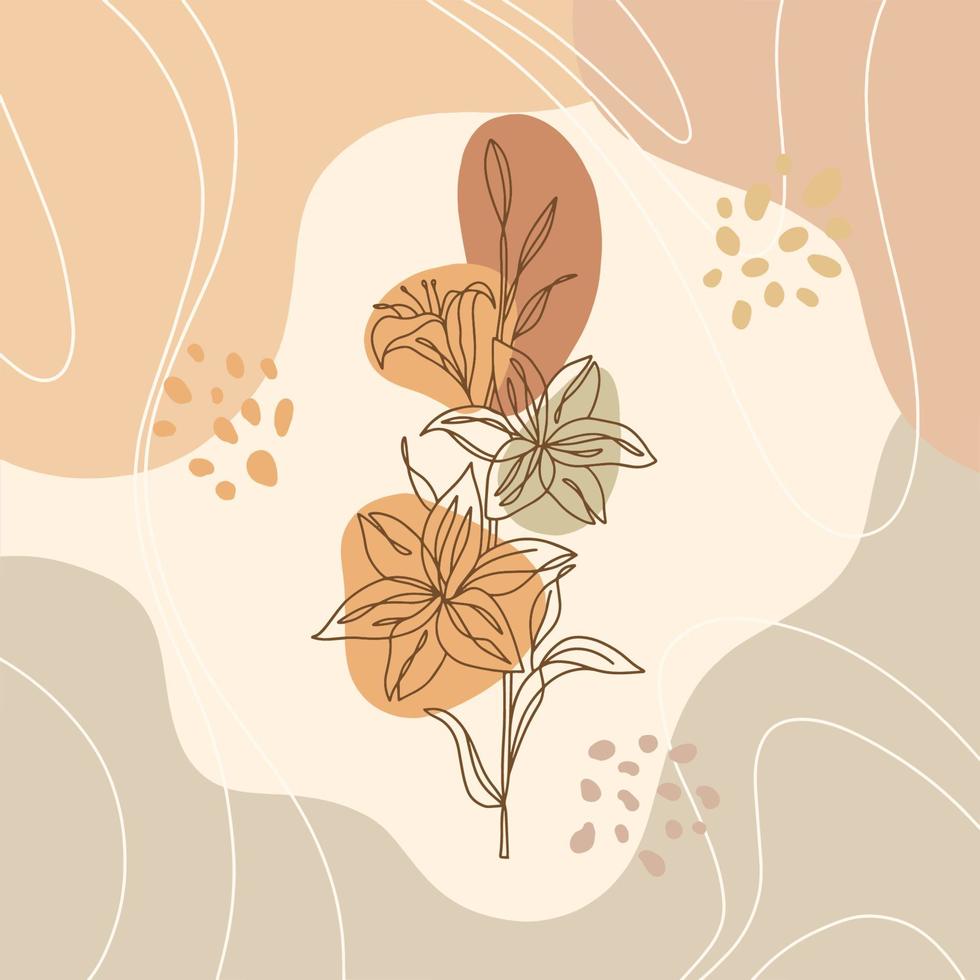 ilustraciones minimalistas abstractas dibujadas a mano fondo boho imprimible, diseño de vector floral de patrón boho moderno para papel tapiz, cubierta, tela, decoración interior aislada y editable