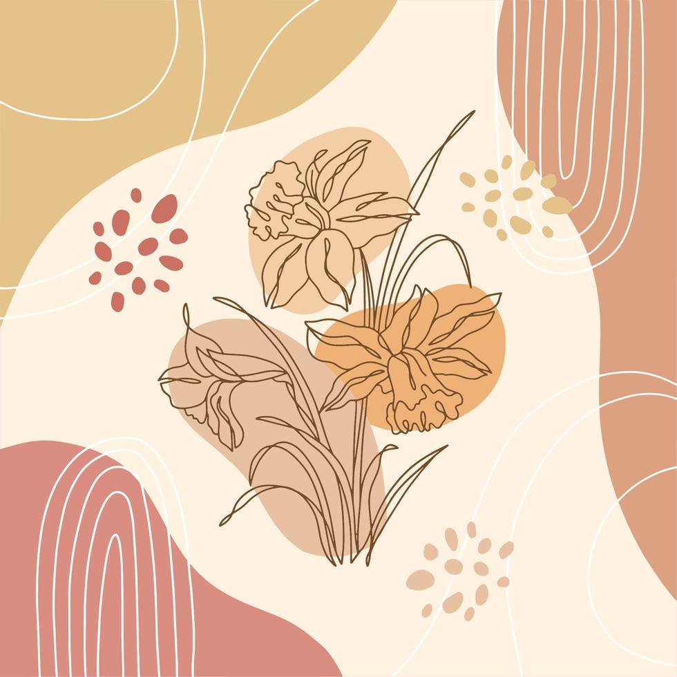 ilustraciones minimalistas abstractas dibujadas a mano fondo boho imprimible, diseño de vector floral de patrón boho moderno para papel tapiz, cubierta, tela, decoración interior aislada y editable