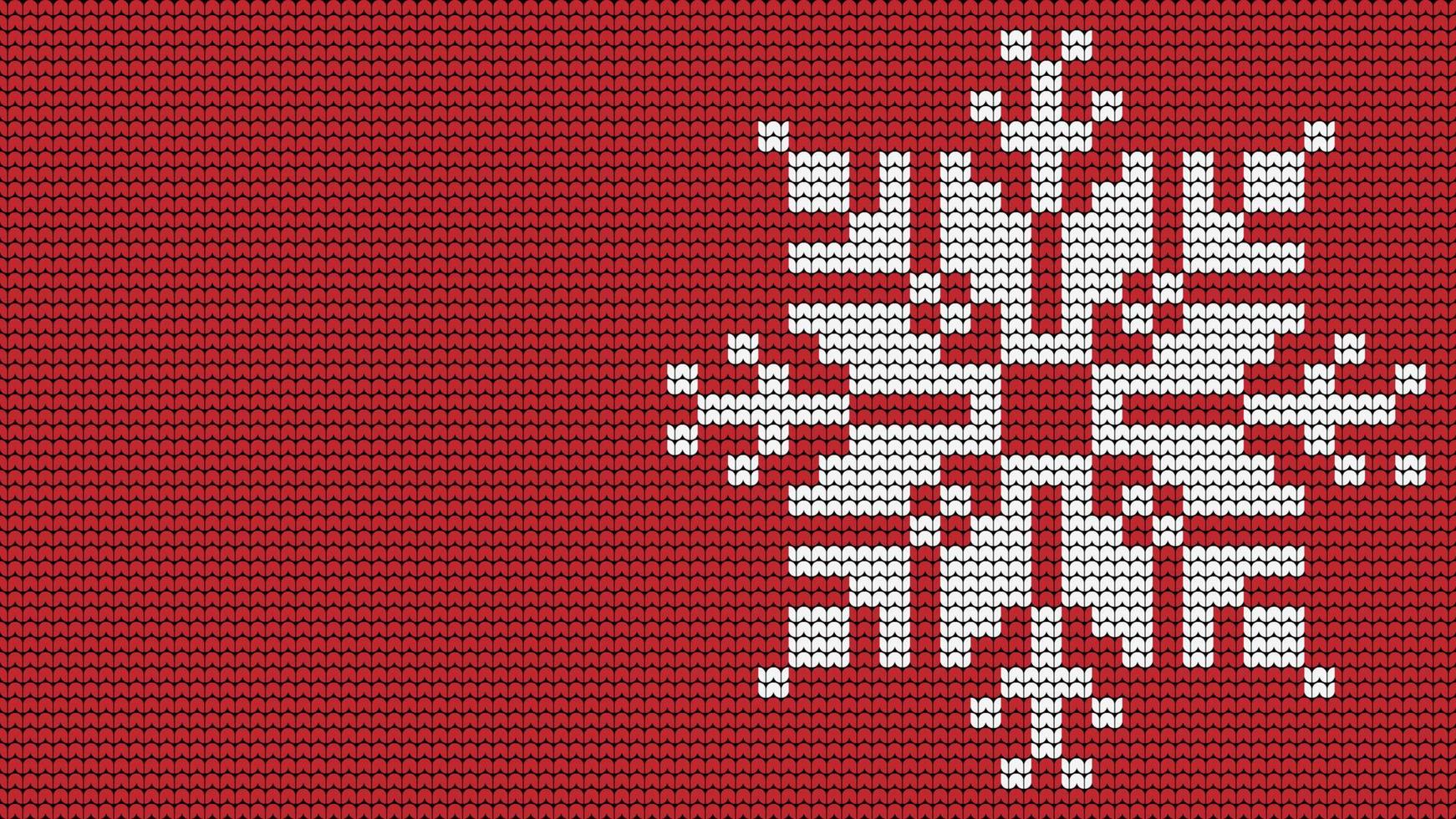 Knitting Seamless Pattern border on Red Background, Knitting Snowflake Ethnic Pattern Border Merry Christmas and happy winter days vector poster