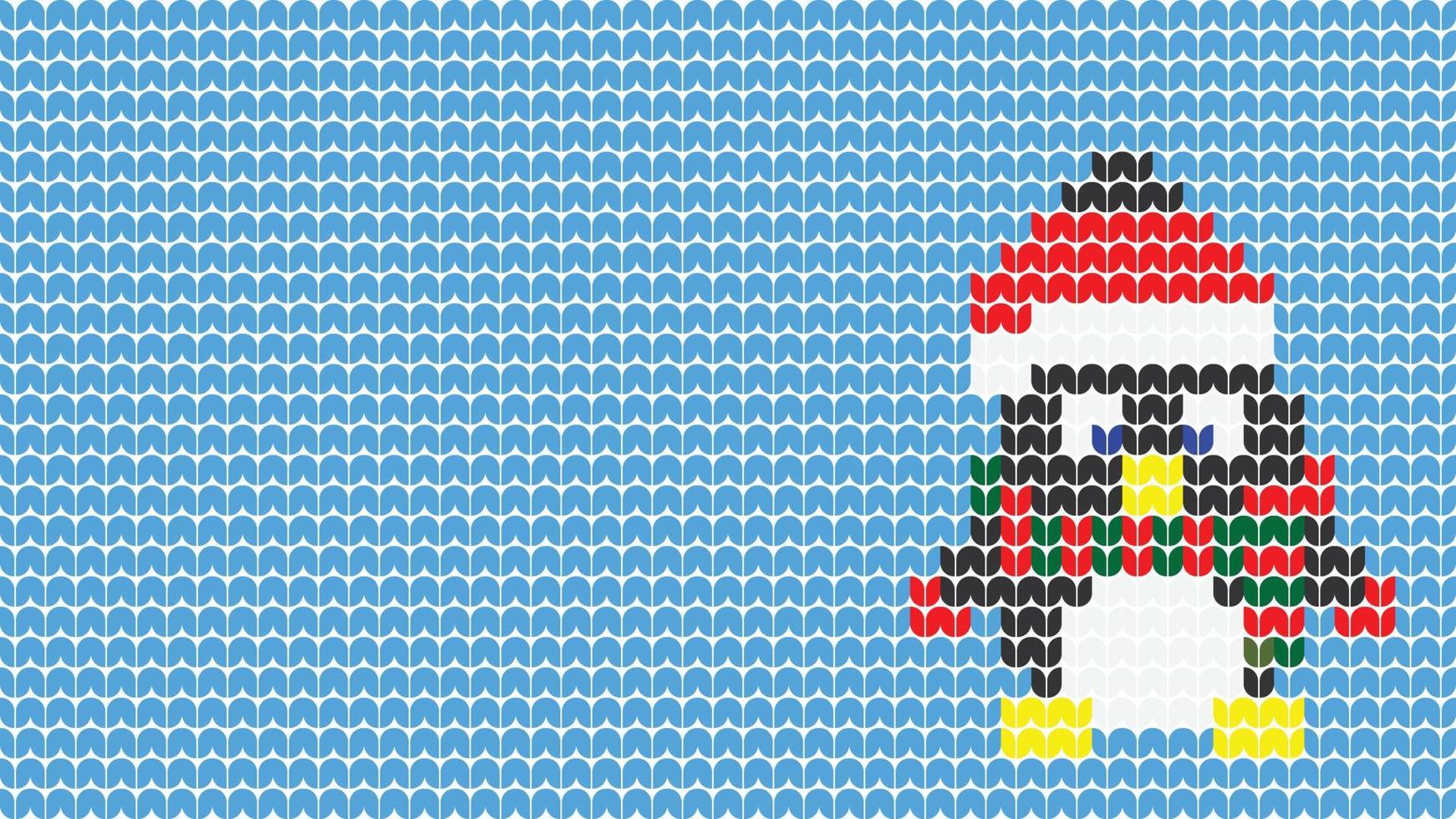Knitting Seamless Pattern Penguin border on Blue ackground, Knitting Light bulb Ethnic Pattern Border Merry Christmas and happy winter days vector poster