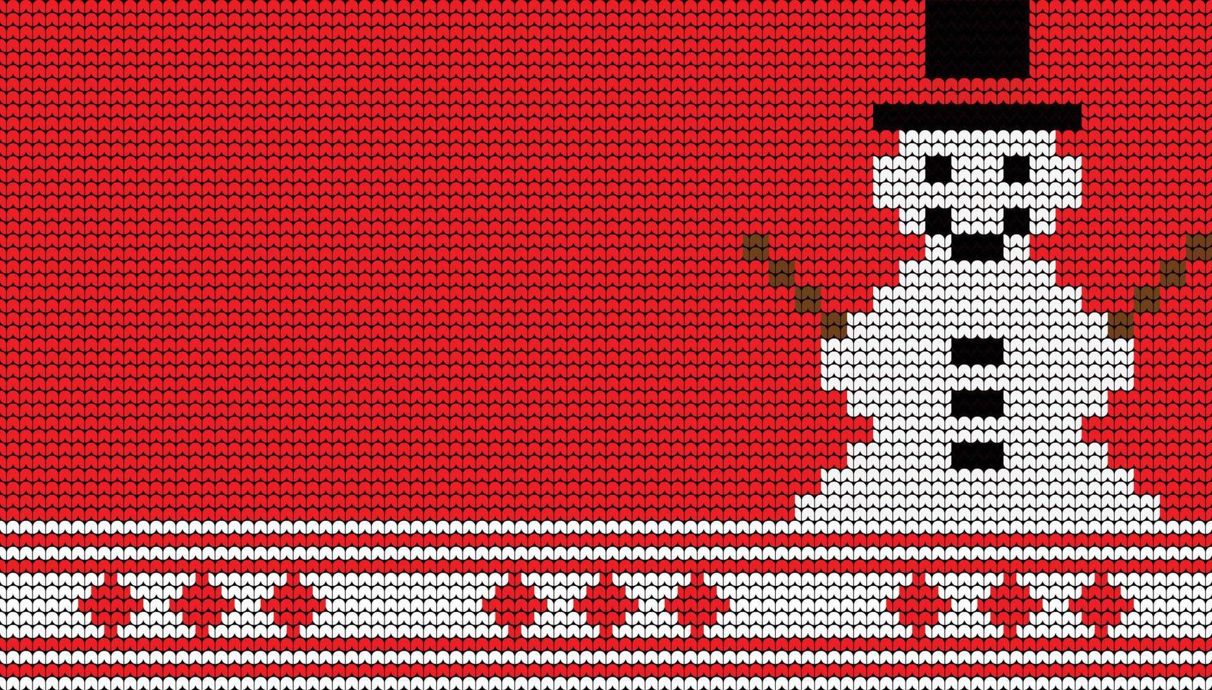 Knitting Seamless Pattern Snow man border on Red Background, Ethnic Pattern Border Merry Christmas and happy winter days vector poster