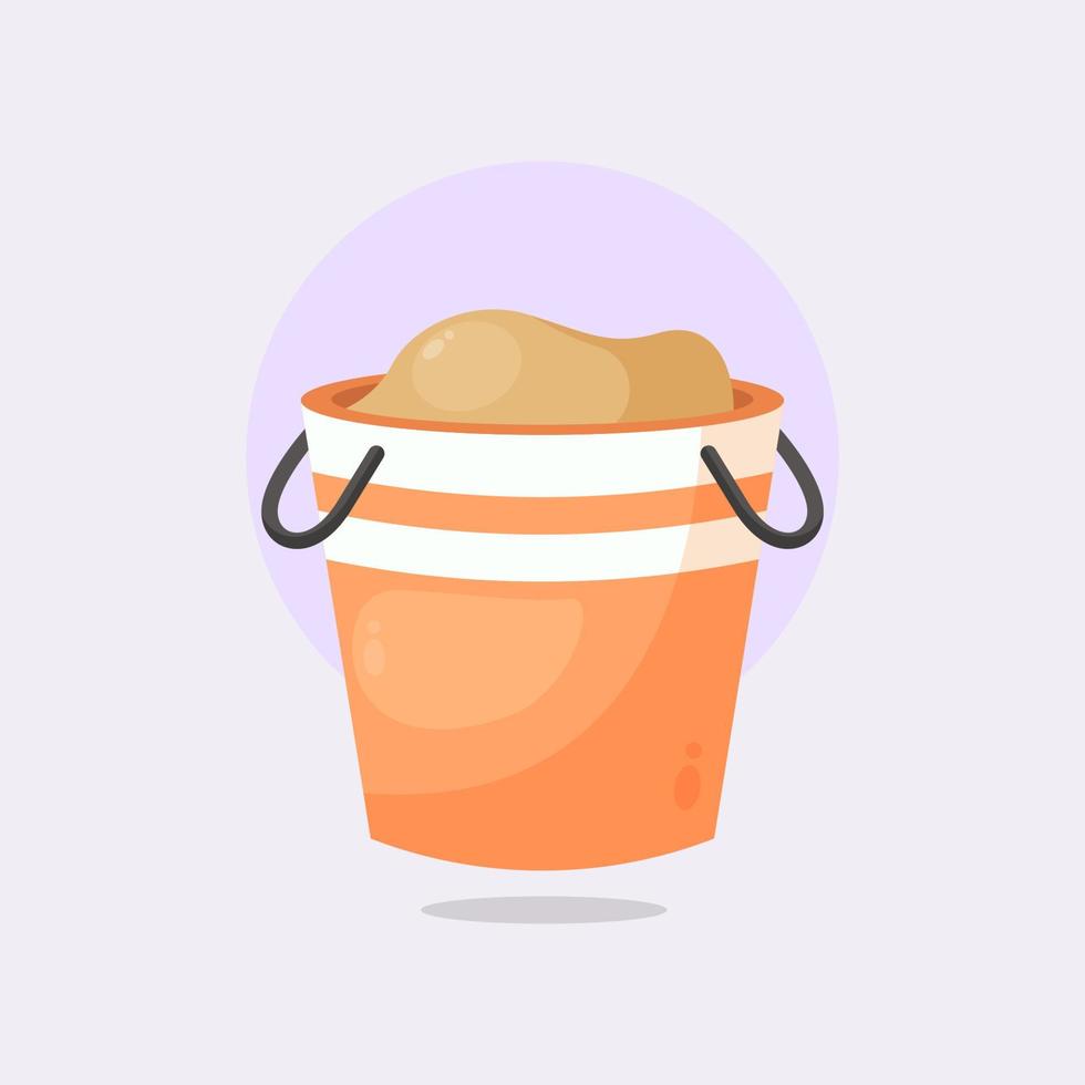 bucket with sand icon cartoon style illustration vector