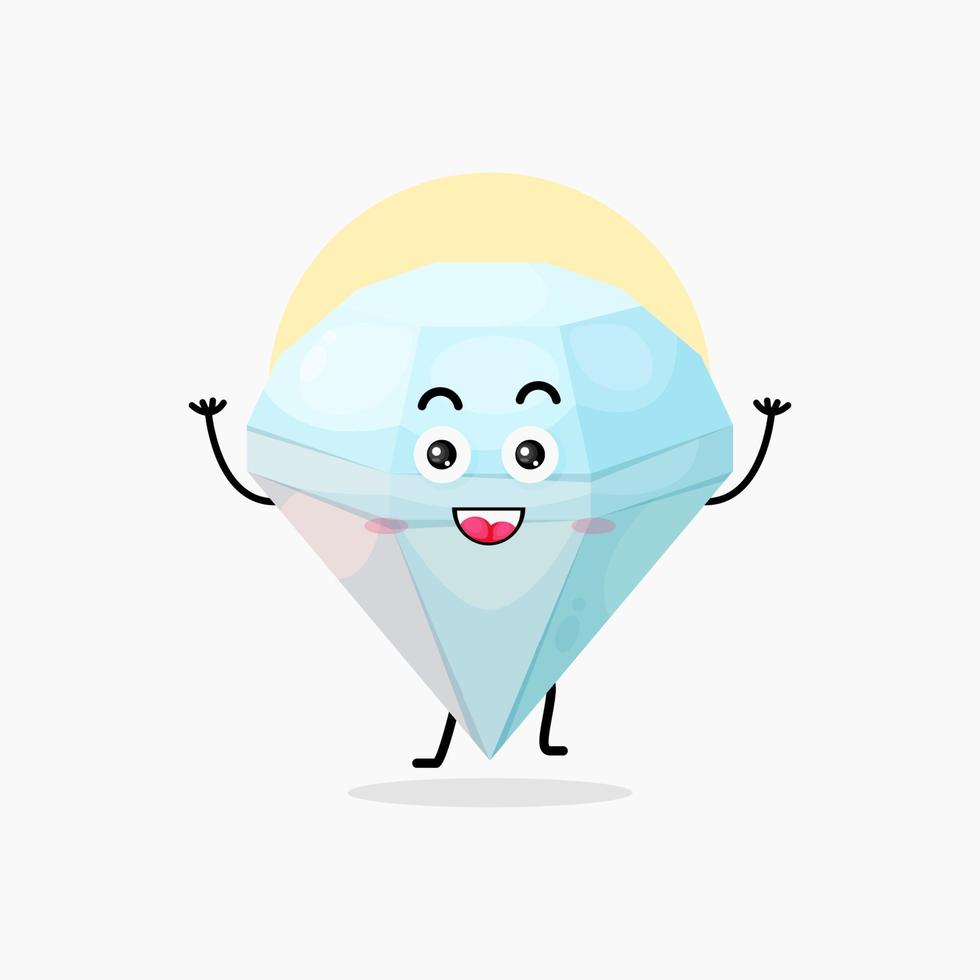 cute diamond character laughing happily vector