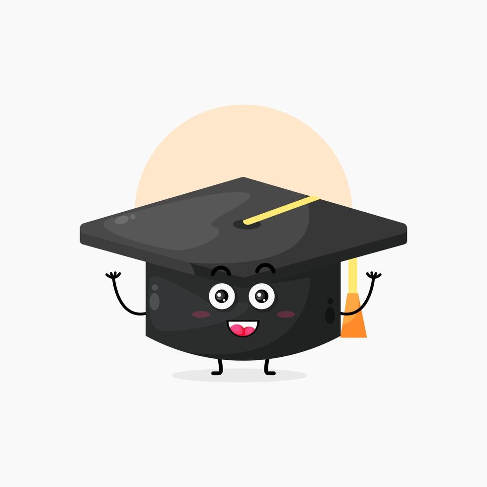 cute graduation cap character laughing happily vector