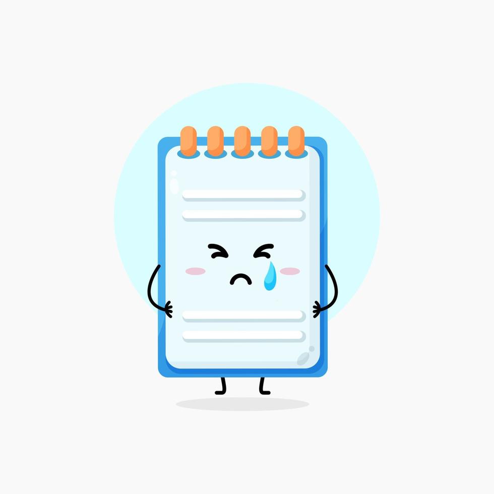 Cute notepad character crying vector