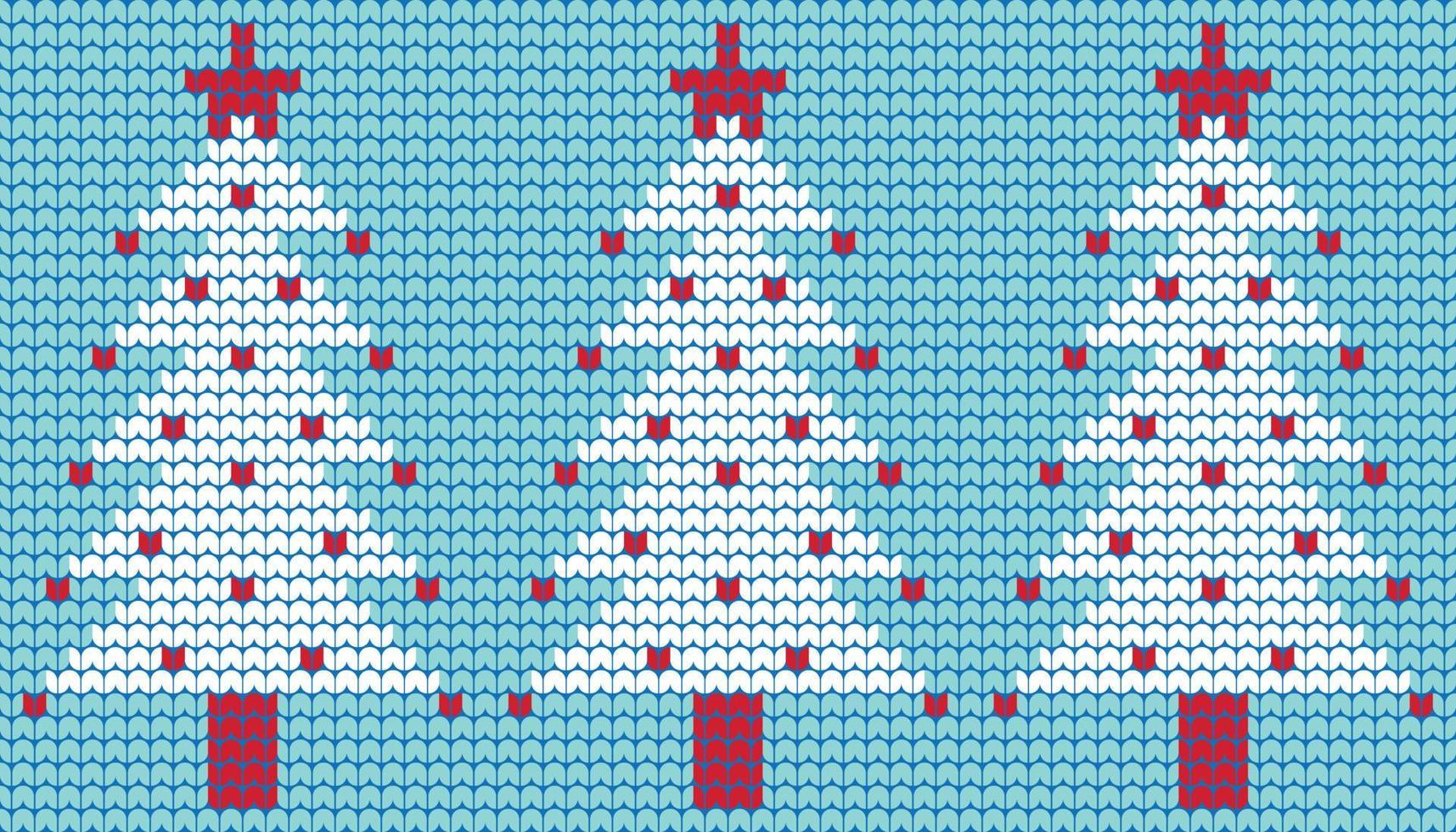 tejer árbol de navidad sobre fondo azul diseño de vector digital para decoración de suéter de borde de impresión