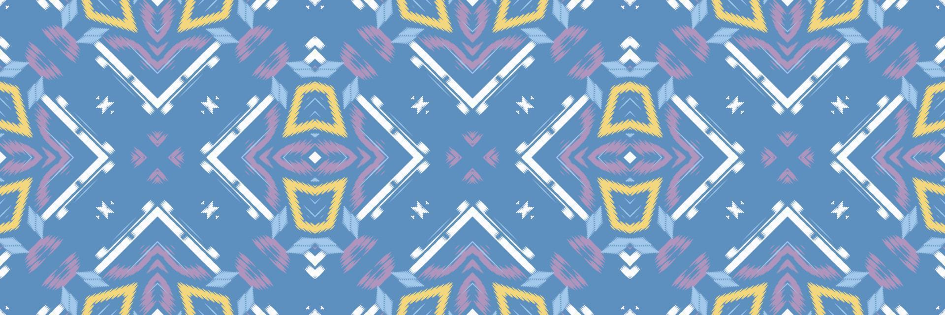 Ikat flower batik textile seamless pattern digital vector design for Print saree Kurti Borneo Fabric border brush symbols swatches cotton