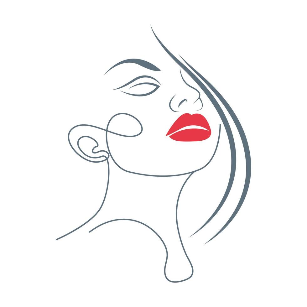 Woman face line art icon design vector