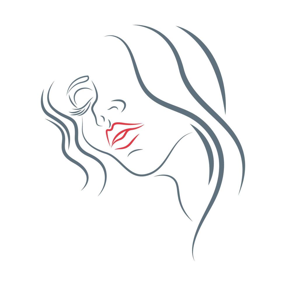 Woman face line art icon design vector