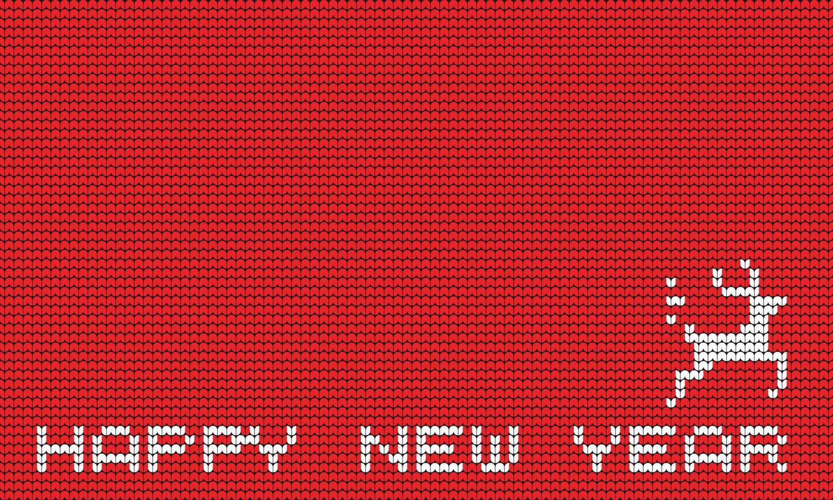 The knitting trend welcomes the new year for fall and winter 2023 with an upcoming knitting pattern featuring letters and deer on a red background. vector