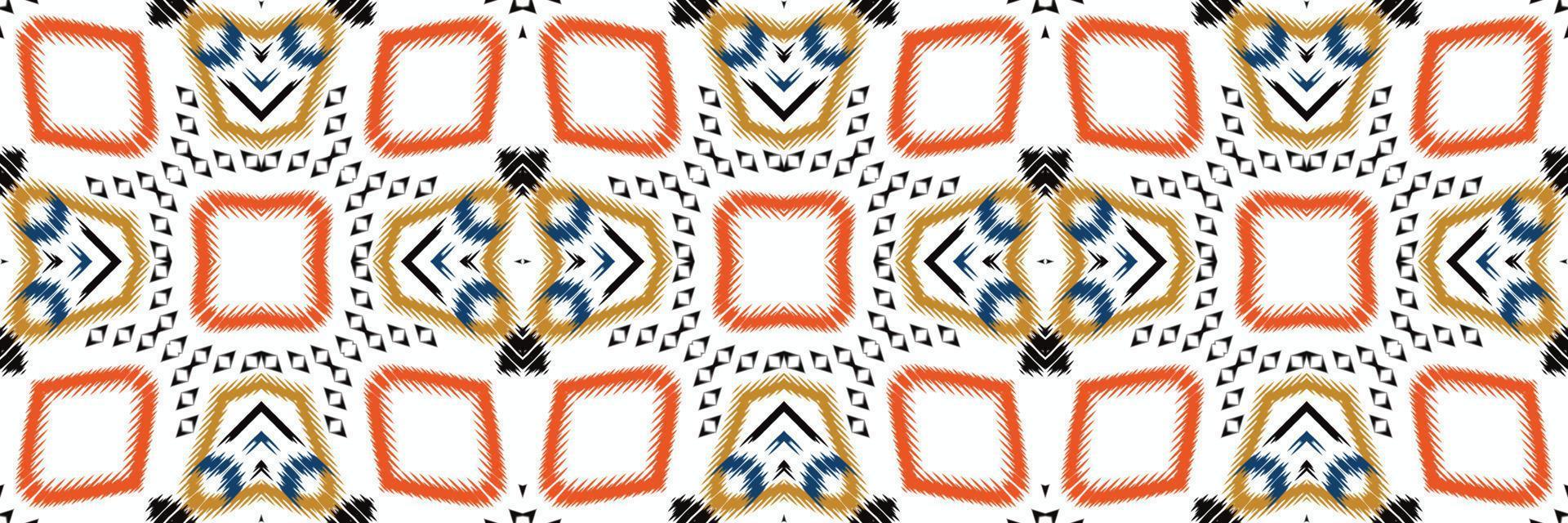 Batik Textile Ethnic ikat flowers seamless pattern digital vector design for Print saree Kurti Borneo Fabric border brush symbols swatches designer
