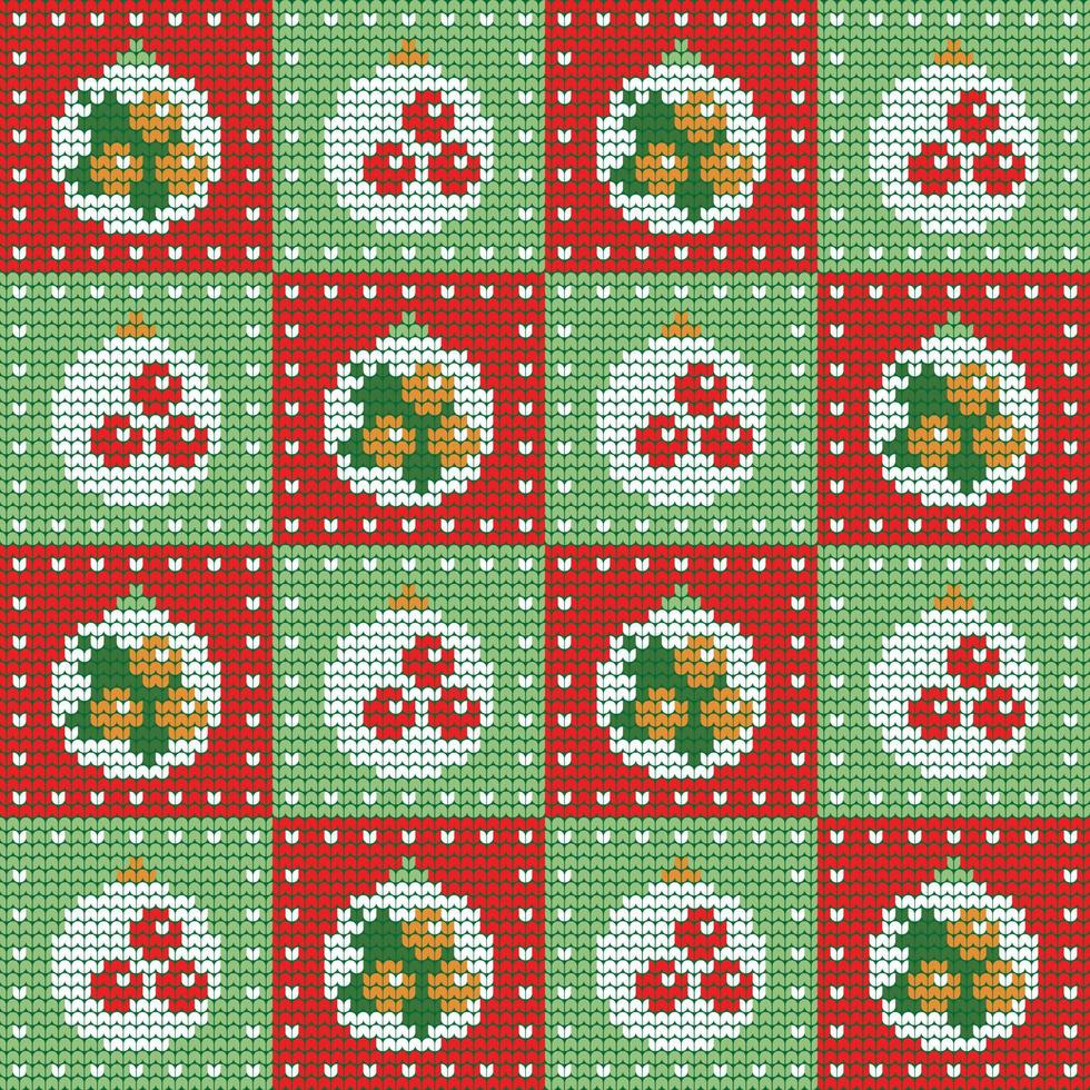 knitting Christmas  light bulb on Green and Red background Digital vector Design For Print border sweater decor Seamless Pattern