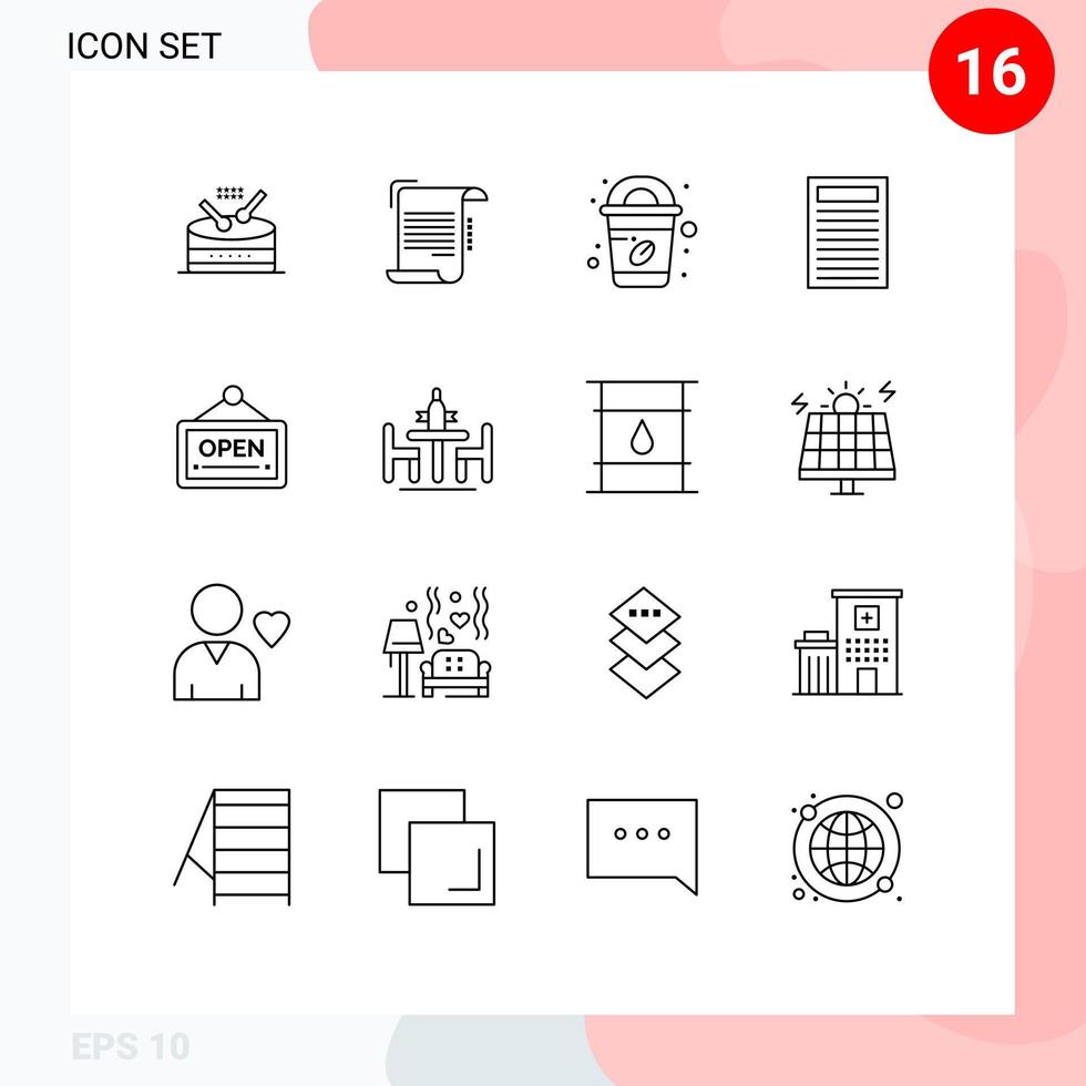 Set of 16 Commercial Outlines pack for board open guidelines red book Editable Vector Design Elements