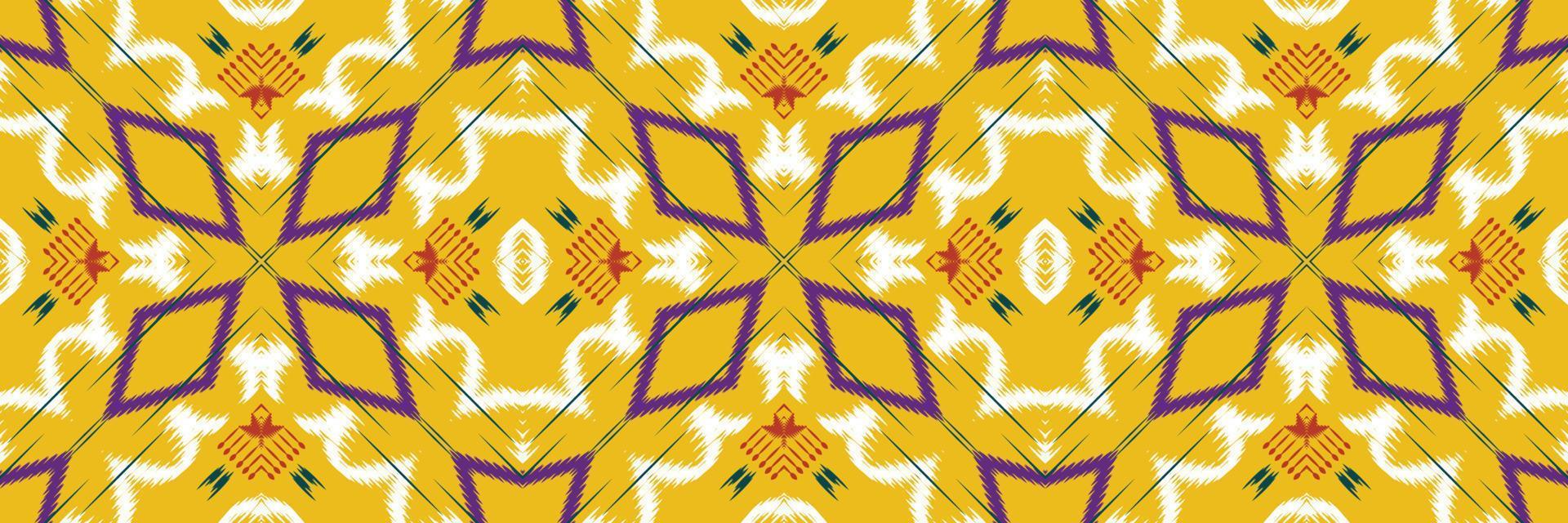 Ikat frame batik textile seamless pattern digital vector design for Print saree Kurti Borneo Fabric border brush symbols swatches party wear