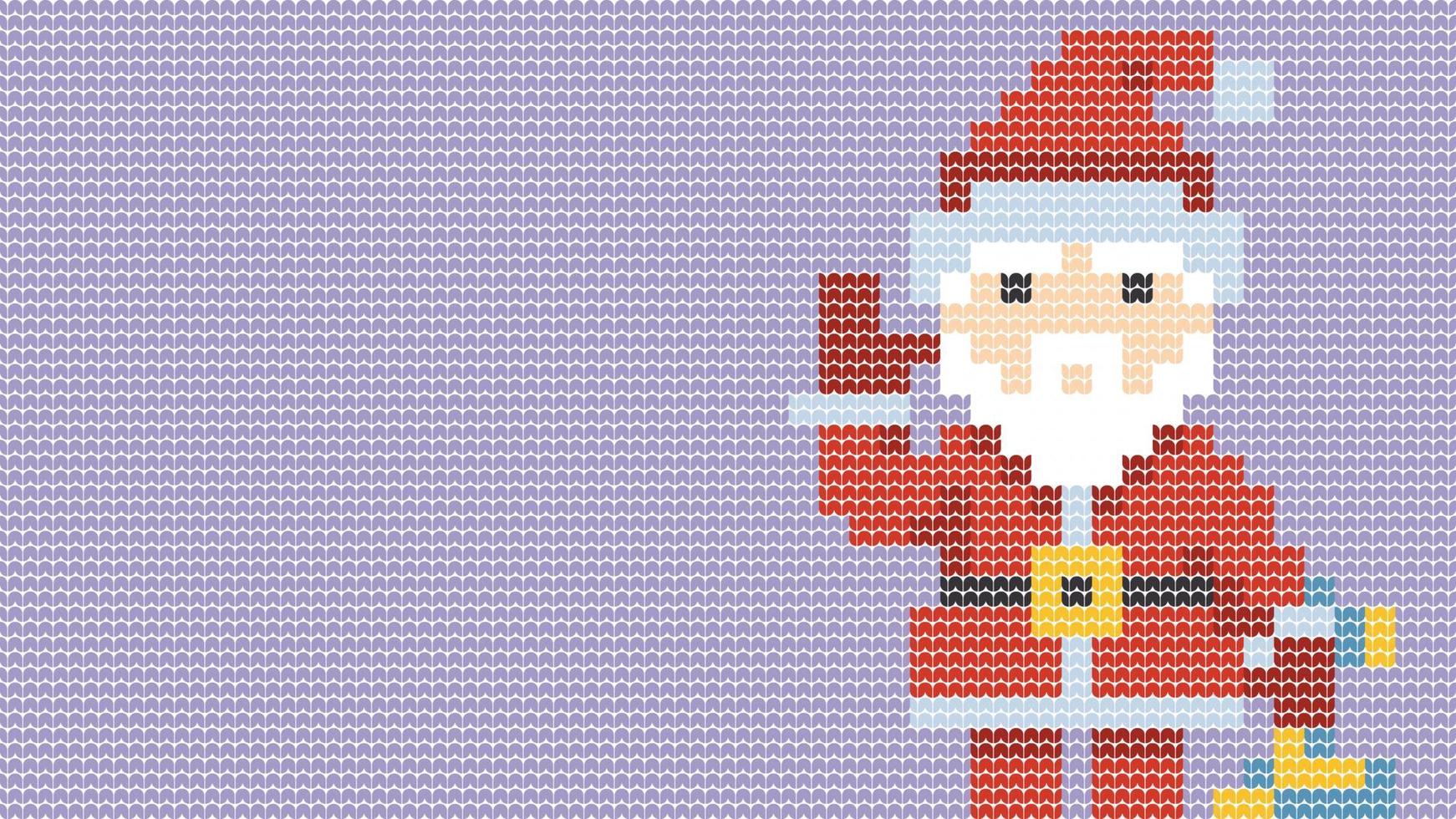 Knitting Santa Claus Pattern border on Purple Background, Knitting  Ethnic Pattern Border Merry Christmas and happy winter days vector poster