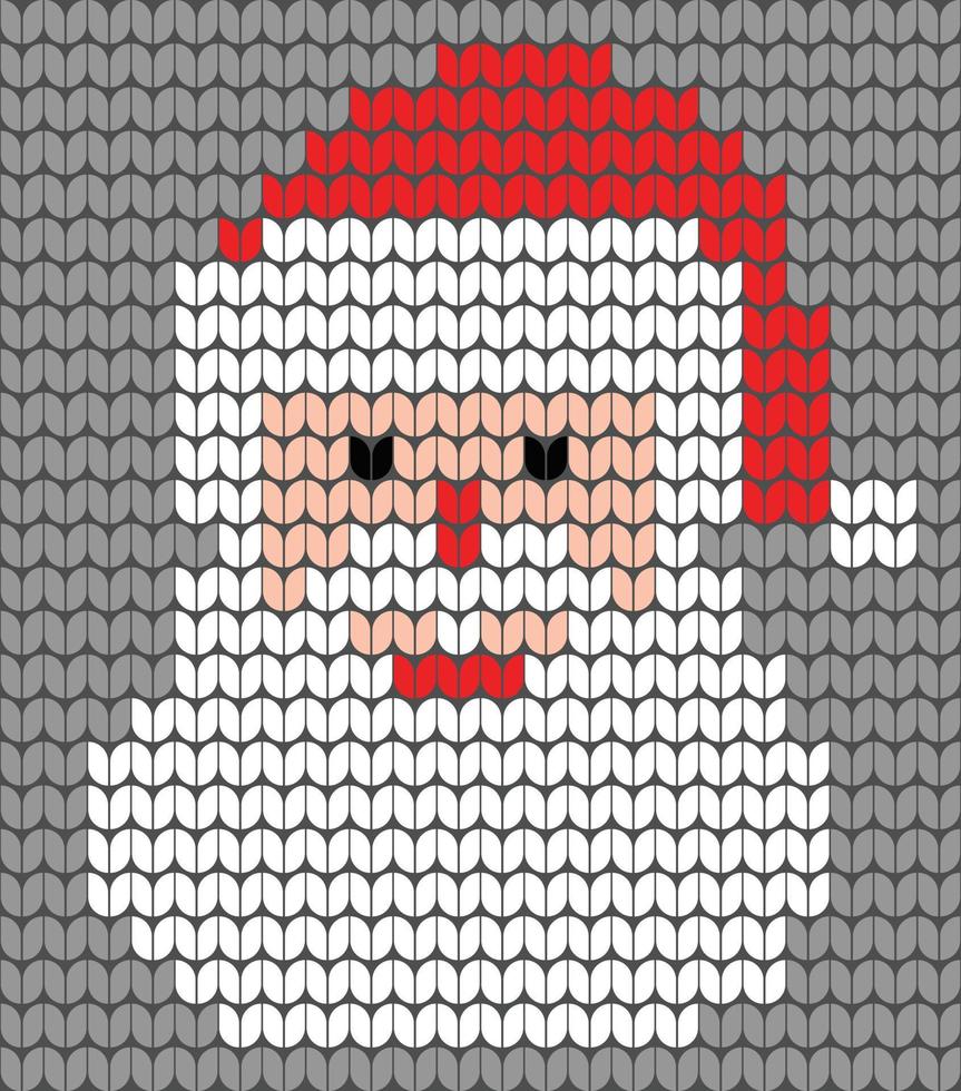 Santatros Happy New Year Knitting Merry Christmas on gray background Digital vector Design For Print sweater decor Border
