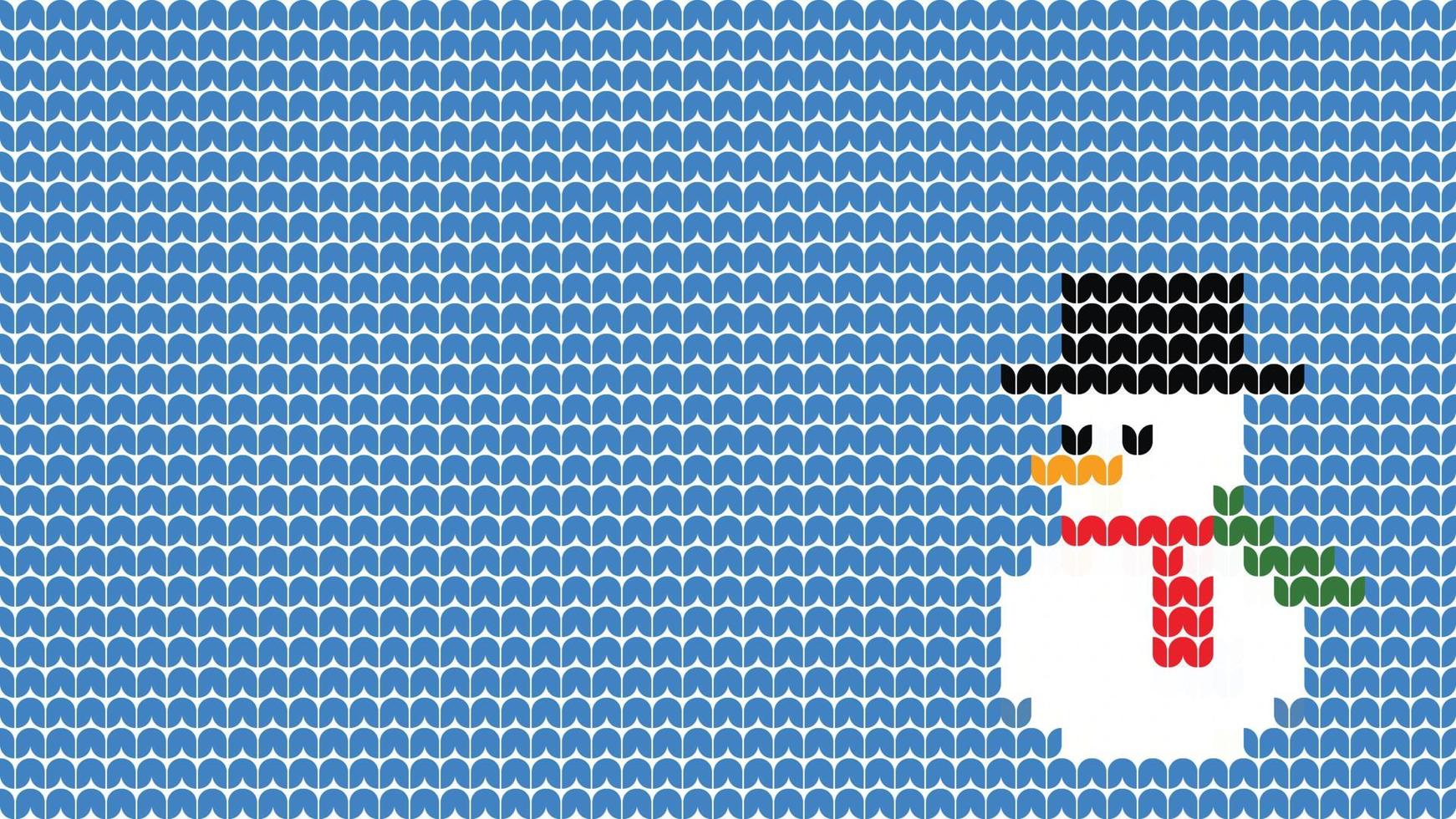 Knitting Snowman Background Pattern border on Blue Background, Knitting Light bulb Ethnic Pattern Border Merry Christmas and happy winter days vector poster