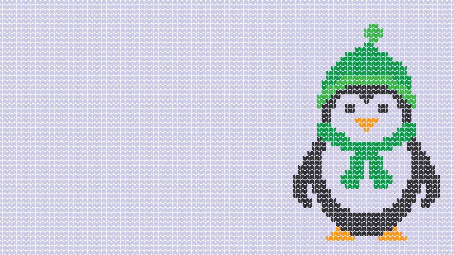 borde de pingüino de patrones sin fisuras de tejer sobre fondo blanco, borde de patrón étnico de bombilla de tejer feliz navidad y feliz día de invierno cartel de vector