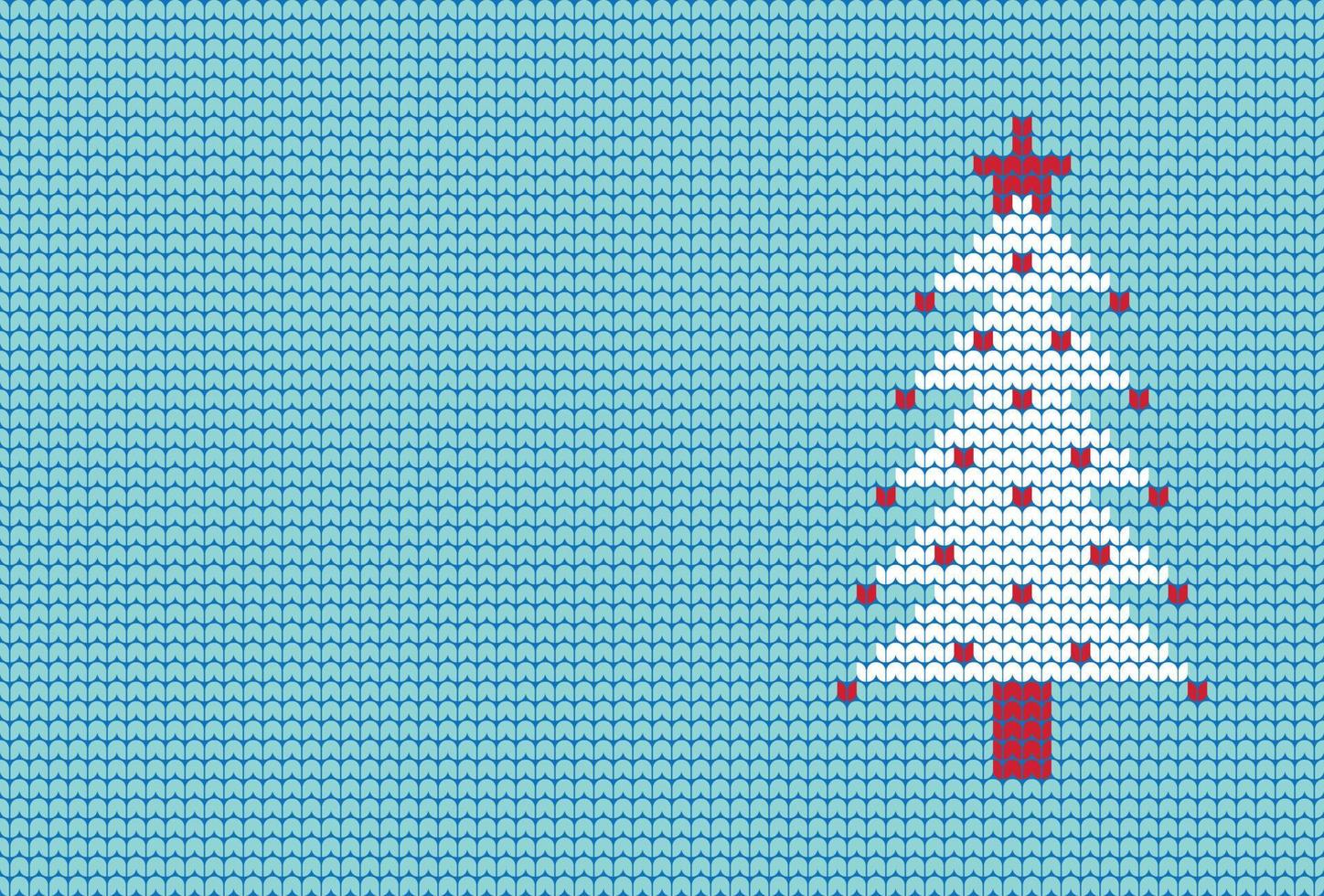 tejer árbol de navidad sobre fondo azul diseño de vector digital para decoración de suéter de borde de impresión