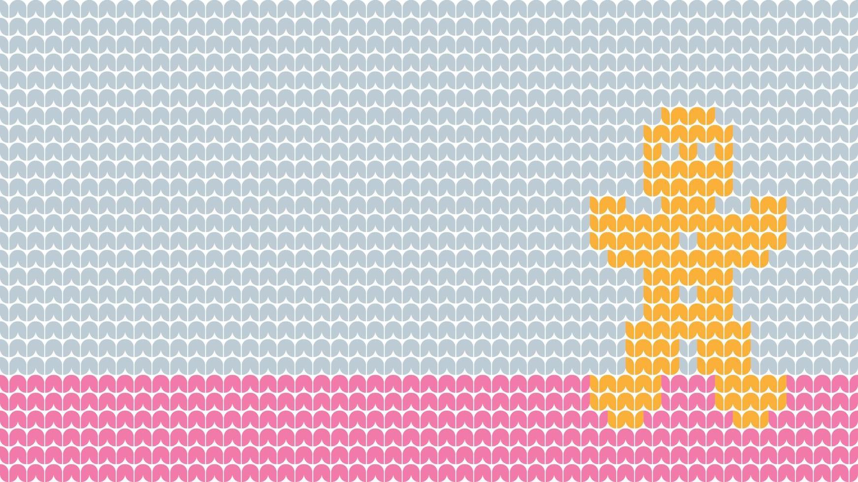 Knitting Gingerbread Pattern border on Pink Blue Background, Knitting  Ethnic Pattern Border Merry Christmas and happy winter days vector poster