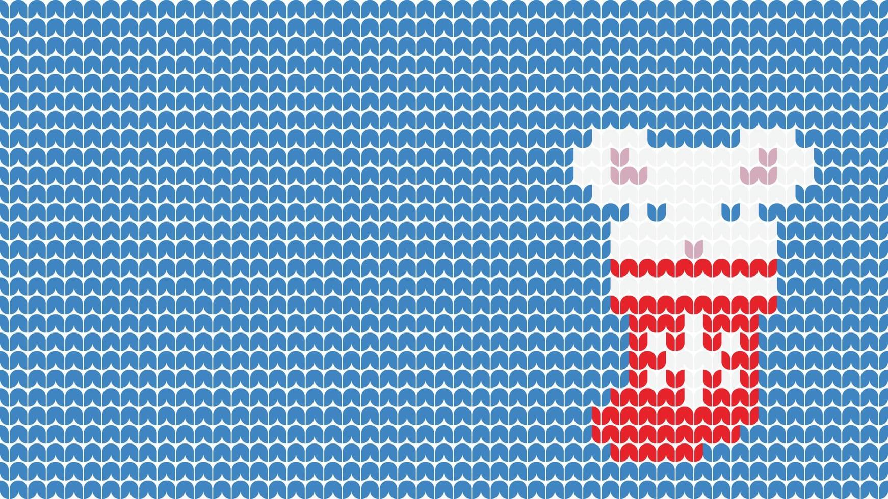 Knitting Rat On Sock Pattern border on Blue Background, Knitting Ethnic Pattern Border Merry Christmas and happy winter days vector poster