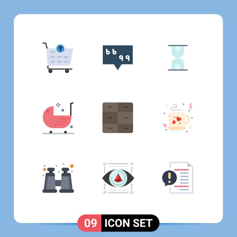 Modern Set of 9 Flat Colors Pictograph of interior decor loading closet fitness Editable Vector Design Elements